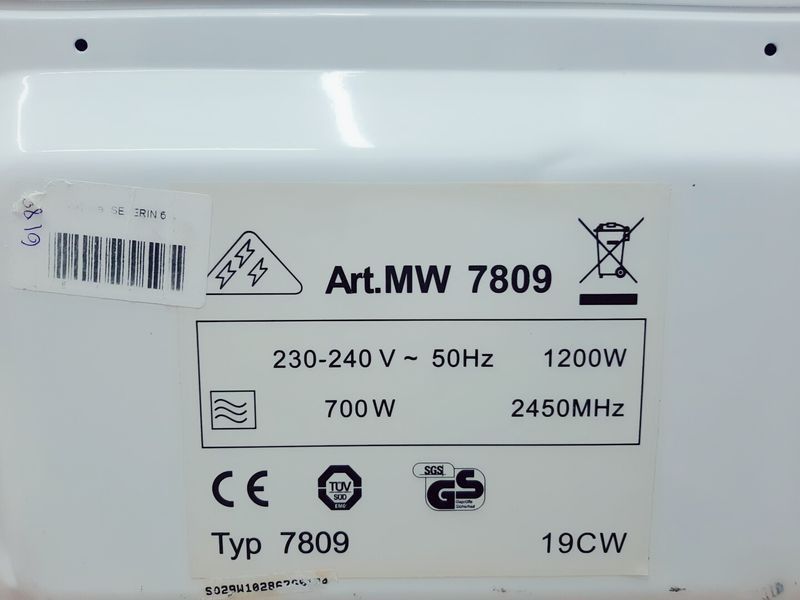 Мікрохвильова піч Severin MW 7809 1200w sn S029W10286 000037169 фото