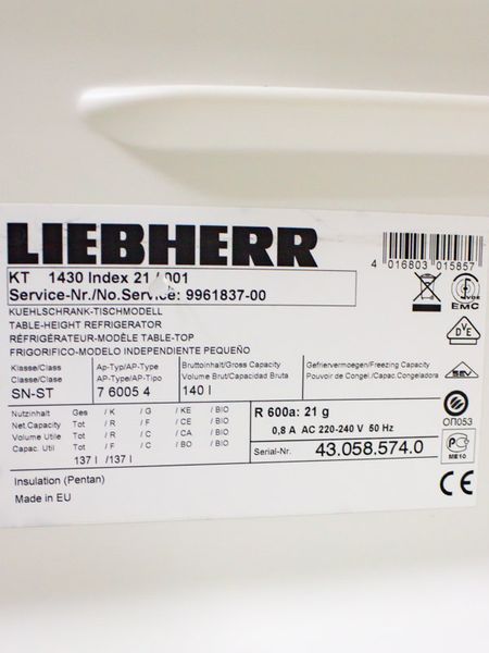 Холодильник однокамерний Liebherr KT 1430 Index 21 137л sn 430585740 000024696 фото