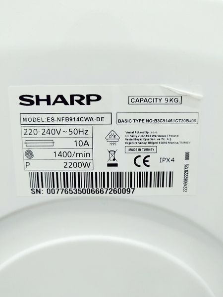 Стиральная машина Sharp ES NFB914CWA DE 000039437 фото
