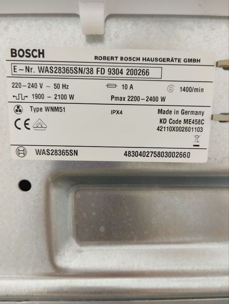 Стиральная машина Bosch WAS28365SN 2400W 6кг sn 200266 n 431 000049368 фото
