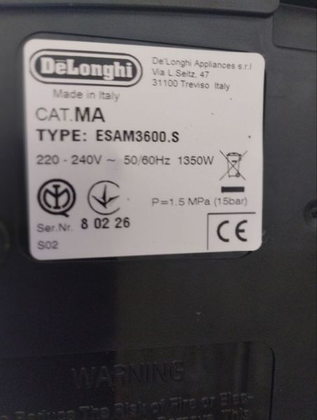 Кавомашина Delonghi Magnifica Pronto cappuccino ESAM3600 S 1350W sn 80226 000047541 фото