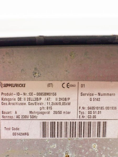 Плита газова Seppelfricke G5142WFG 11200w sn 001936 000031950 фото