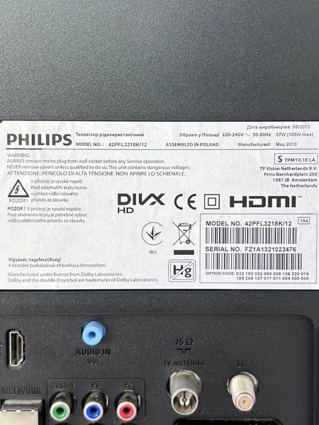 ТБ 42 Philips 42PFL3218K 12 LED Full HD Smart TV 105w sn FZ1A1321023476 000040082 фото