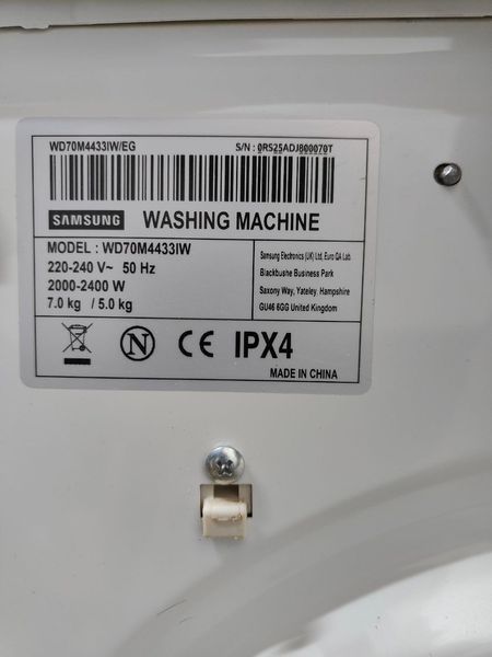 Пральна машина з сушінням Samsung WD70M4433IW 2400W 7+5кг sn 0RS25ADJ800070T 000051698 фото