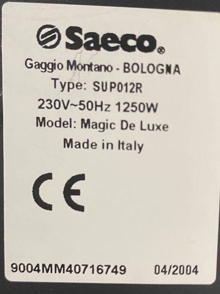Кавомашина Saeco Magic De Luxe 1250W sn 9004MM40716749 000047531 фото