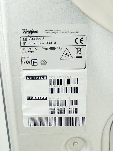Сушильна машина Whirlpool AZB6570 2700w 6 кг sn 857565703010 000037906 фото