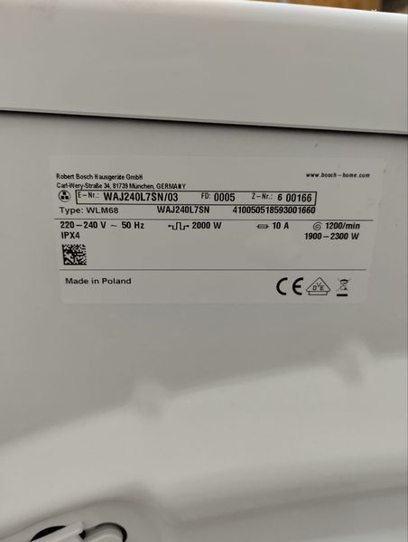 Стиральная машина Bosch WAJ240L7SN 2300W 7кг sn 600166 n 441 000049371 фото