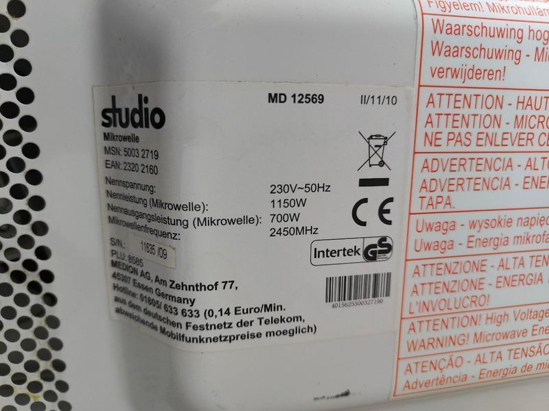 Мікрохвильова піч Studio MD 12569 700W sn 1163509 000051778 фото