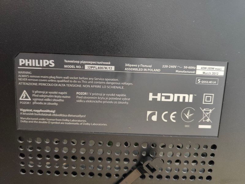 Телевизор Philips 32PFL4007K12 65W sn SQ5524ELA 000050703 фото