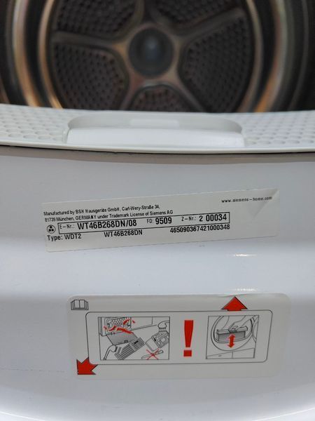 Сушильная машина Siemens WT46B268DN 08 2100W 7кг sn 9509200034 n491 000050202 фото