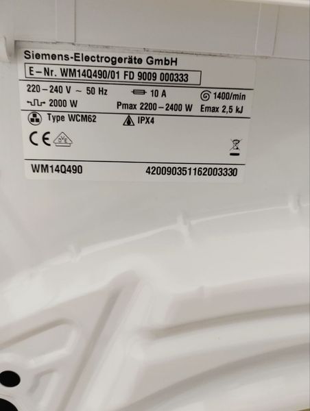 Стиральная машина Siemens WM14Q490 2400w sn 420090351162003330 000047668 фото