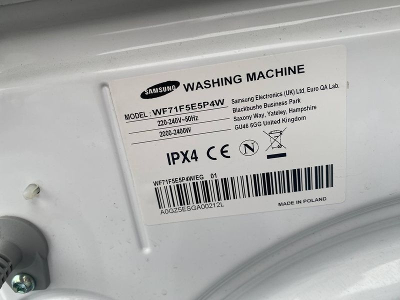 Пральна машина Samsung WF71F5E5P4W 2400W 7кг sn A0G75ESGA00212L 000051702 фото