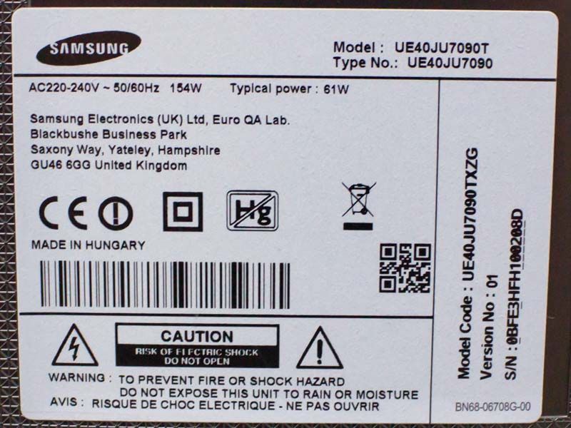 Телевізор 40 Samsung UE40JU7090T LED WiFi Smart TV 3D 154w sn 0BFE3HFH100208D 000031918 фото