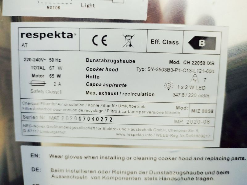 Вытяжка Respekta CH 22058 IXB 000031283 фото