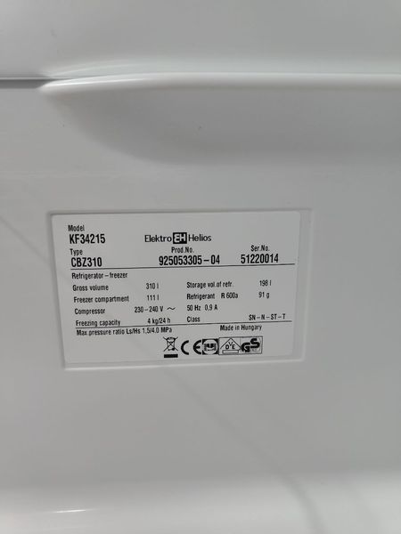 Холодильник двухкамерный ElectroHelios KF34215 198W 198+110л sn 51220014 n482 000050181 фото