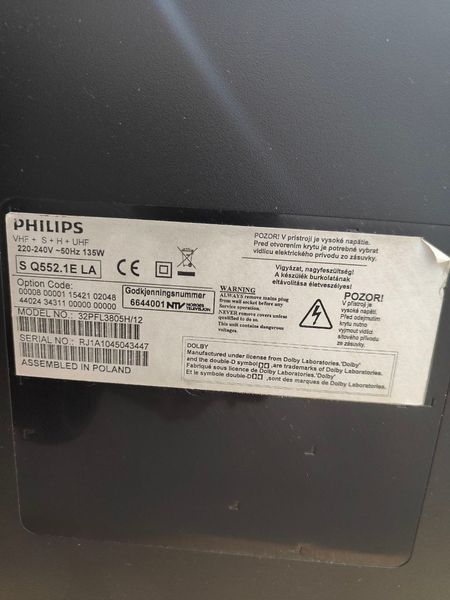 Телевiзор 32 Philips 32PFL3805H12 LCD HD Ready 135w sn 45043447 000050708 фото