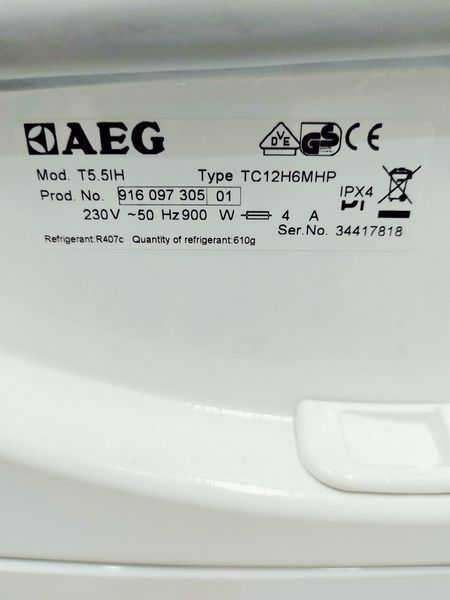 Сушильна машина AEG Protex Plus T5 5IH 900w 8кг sn 34417818 000042840 фото