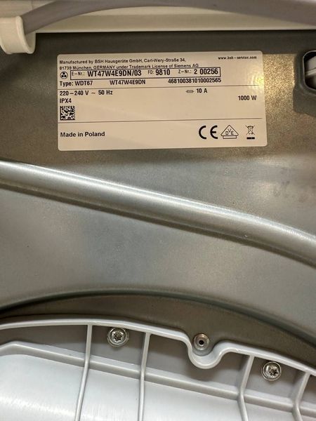 Сушильная машина Siemens iQ500 WT47W4E9DN 03 1000W 9кг sn 200256 000054479 фото