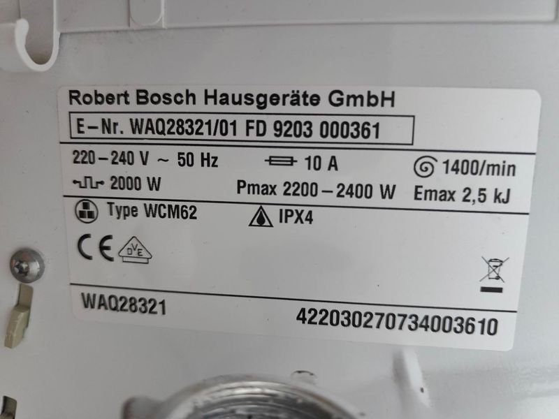 Стиральная машина Bosch Avantixx7 WAQ28321 01 2400W 7кг sn 9203000361 000053046 фото
