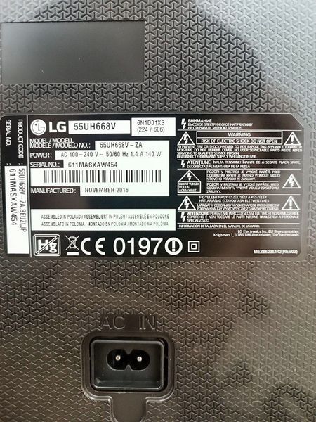 Телевизор LG 55UH668V 140W sn 611MASXAW454 000049600 фото