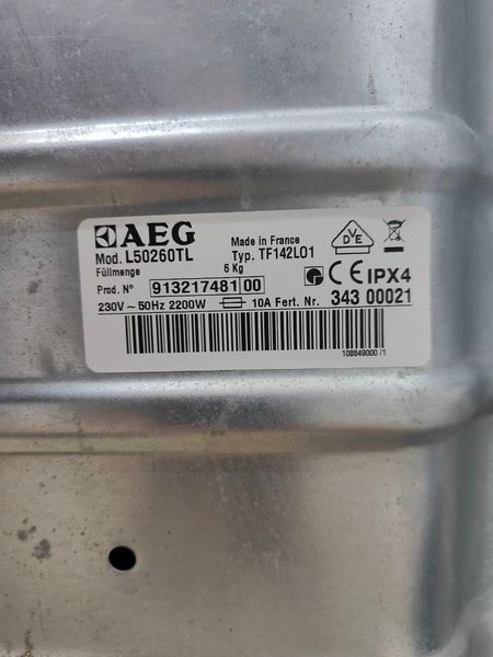 Пральна машина вертикальна AEG L50260TL 2200W 6кг sn 34300021 000051137 фото