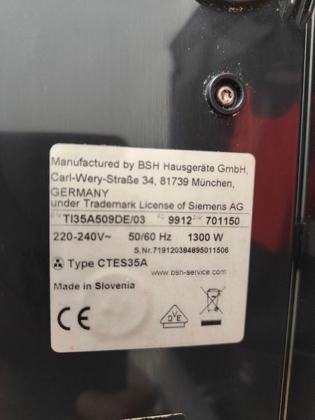 Кофемашина Siemens EQ300 TI35A509DE 03 1300W sn 719120384895011506 000052291 фото