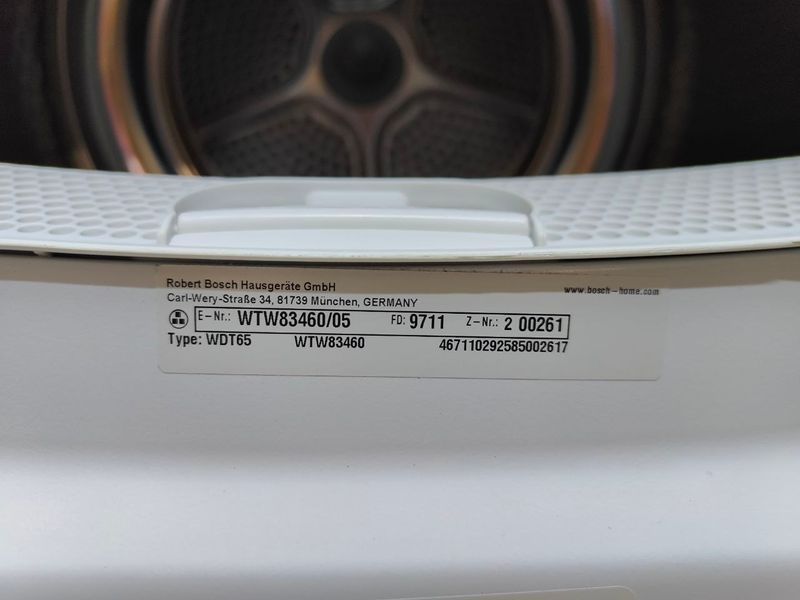 Сушильная машина Bosch Serie6 WTW83460 05 1000W 7кг sn 9711200261 000053496 фото