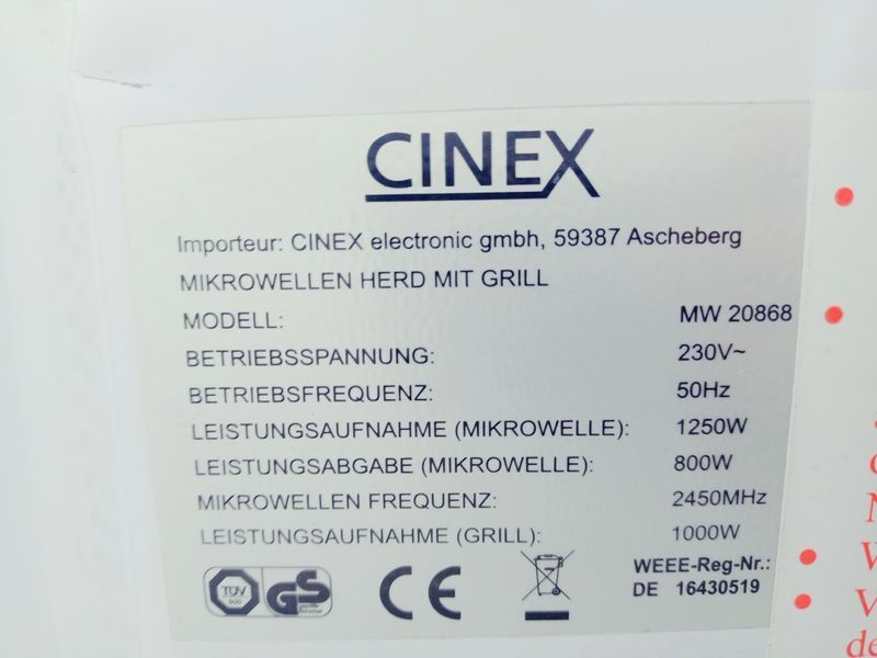 Микроволновая печь Cinex MW 20868 000038678 фото