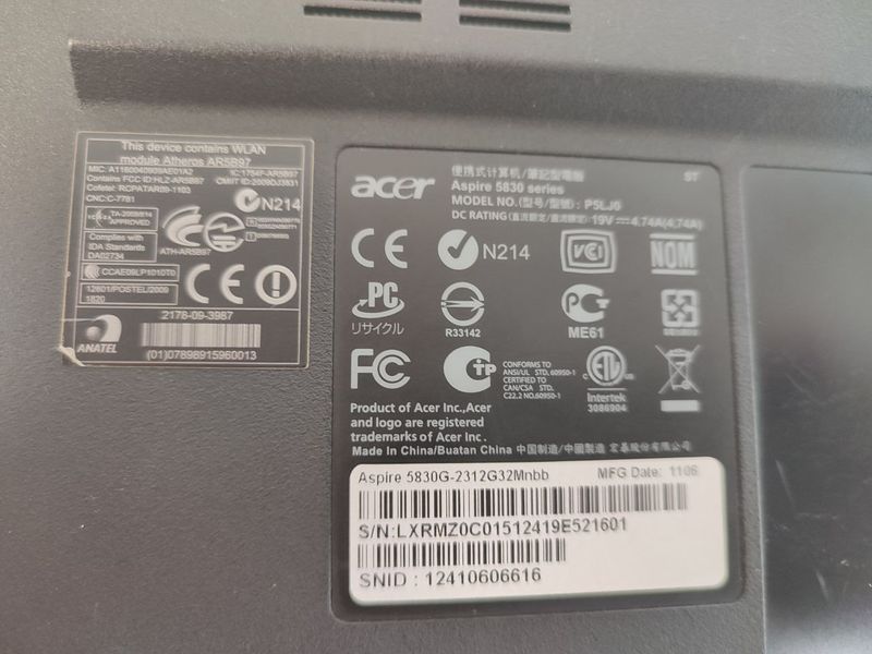 Ноутбук Acer Aspire 5830 sn LXRMZ0C01512419E521601 000043583 фото