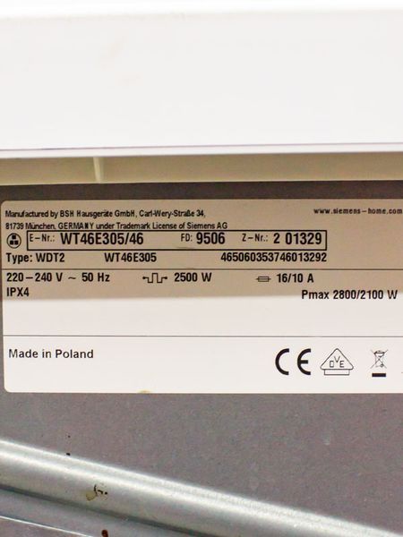 Сушильная машина Siemens IQ500 WT46E305 46 000029060 фото