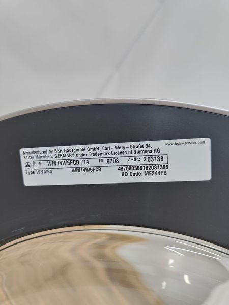 Пральна машина Siemens WM14W5FCB14 2000W 8kg sn 970803138 000051294 фото