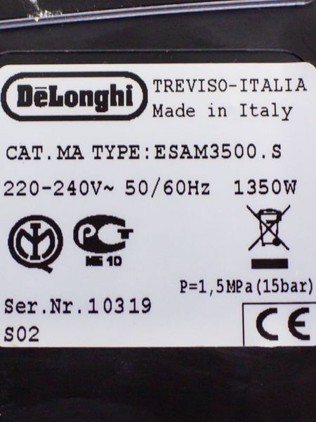 Кавомашина DeLonghi ESAM3500 S 1350w sn 10319 000009080 фото