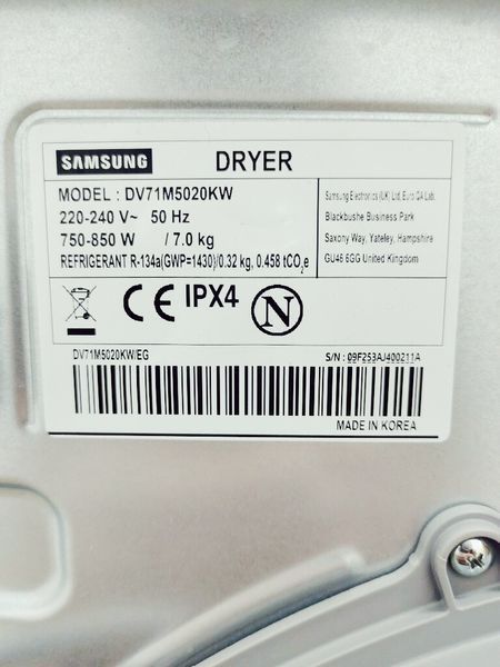 Сушильна машина Samsung DV71M5020KW 850w 7 кг sn 09F253AJ400211A 000036917 фото