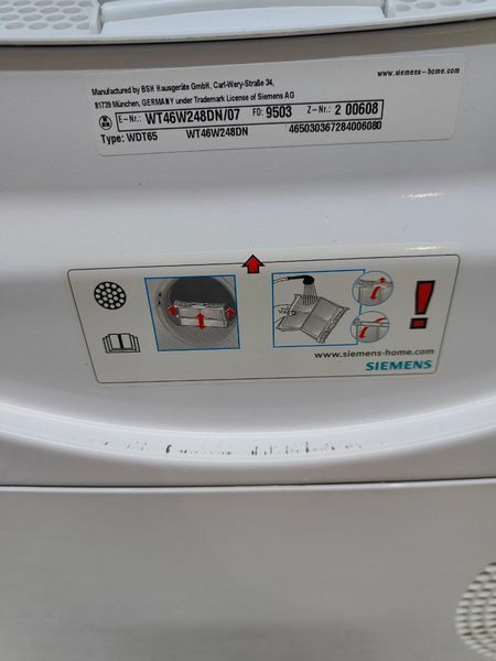 Сушильная машина Siemens WT46W248DN 1000W 7кг sn 9503200608 n478 000050199 фото