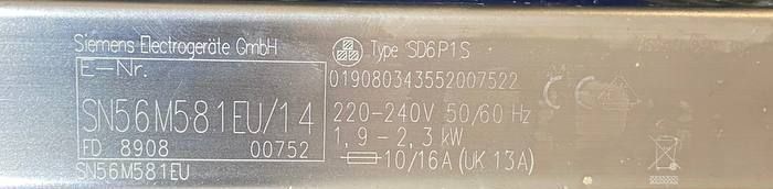 Посудомоечная машина Siemens SN56M581EU 2300W sn 890800752 000048155 фото
