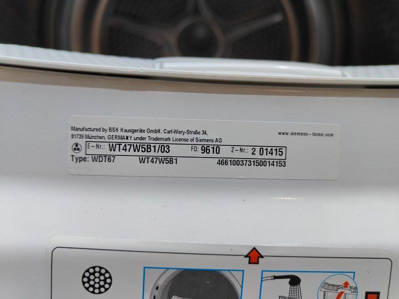 Сушильная машина Siemens iQ700 WT47W5B1 03 1000W 8кг sn 9610201415 000053397 фото