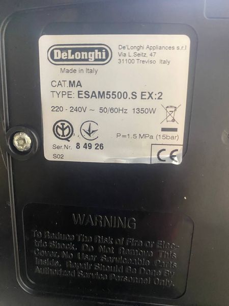 Кавомашина DeLonhi Perfecta cappuccino ESAM 5500 S 1350W sn 84926 000047538 фото