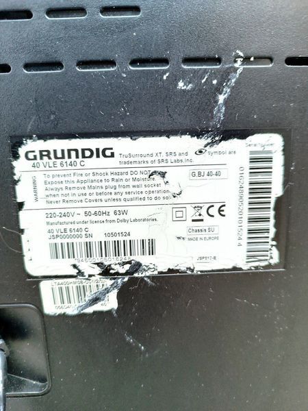 ТБ 40 Grundig 40VLE6149C sn 10501524 000046173 фото