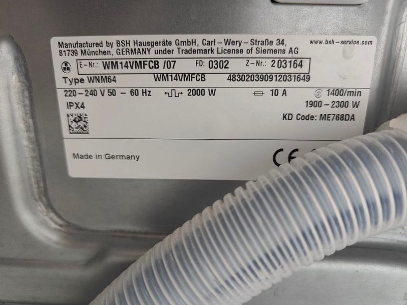 Пральна машина Siemens iQ700 WM14VMFCB 07 2300W 9кг sn 0302203164 000053618 фото