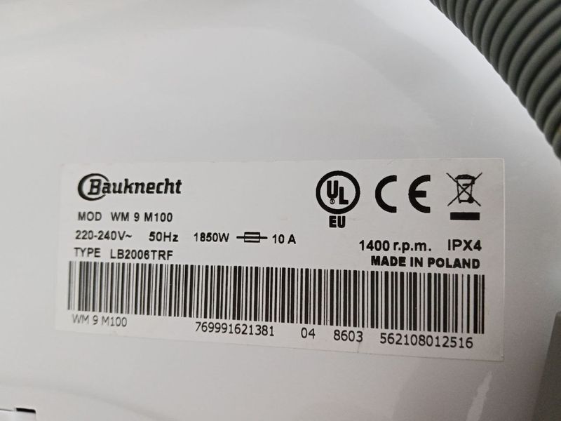 Стиральная машина Bauknecht WM9M100 1850W 9кг sn 562108012516 000049480 фото