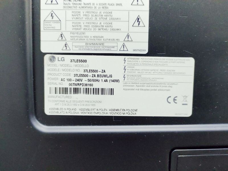 ТБ 37 LG 37LE5500 LCD Full HD Ethernet 140w sn 007WRPD38160 000038107 фото