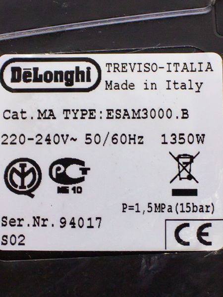 Кавомашина DeLonghi ESAM3000 B 1350w sn 94017 000028884 фото
