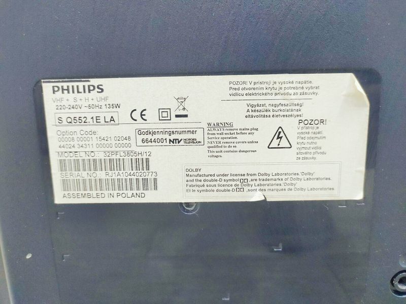 ТБ 32 Philips 32PFL3805H 12 LED Full HD 135w sn RJ1A1044020773 000045283 фото