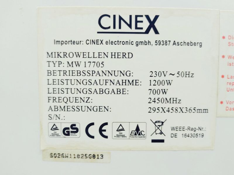 Микроволновая печь Cinex MW 17705 000040603 фото