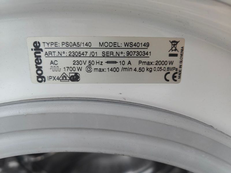 Стиральная машина Gorenje WS40149 2000W 7кг sn 90730341 000051146 фото