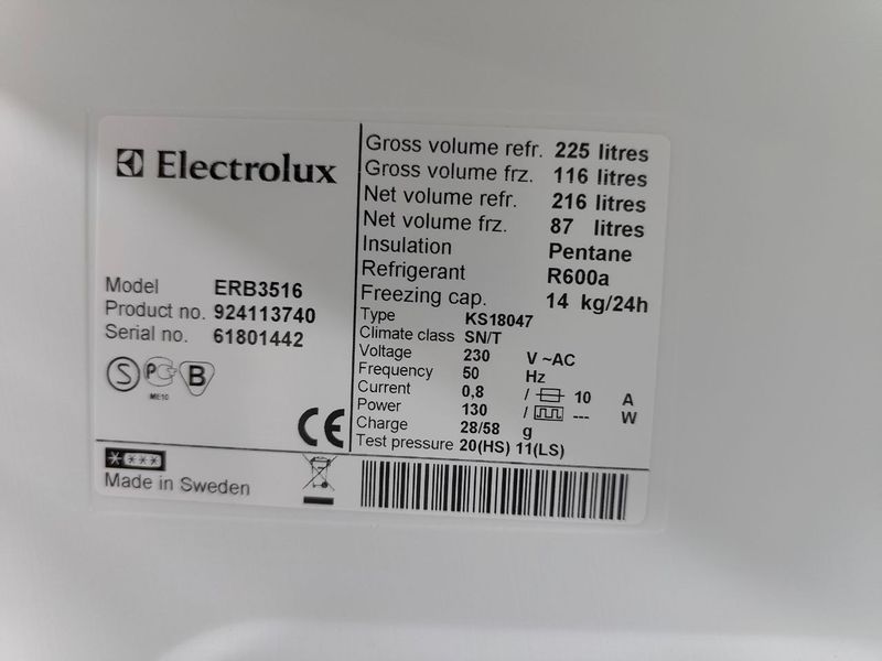 Холодильник Electrolux ERB3516 130W sn 61801442 216+87л n617 000052986 фото