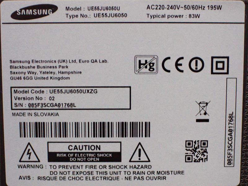 ТБ 55 Samsung UE55JU6050U LCD Smart TV 4K 195w sn 085F3SCGA01768L 000032378 фото