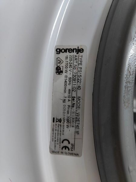 Пральна машина Gorenje Steril Tub W2E74S3P 2000W 7кг sn 0130018 000051742 фото