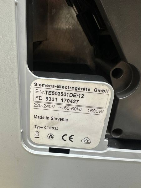 Кофемашина Siemens TE503501DE 12 1600W sn 170427 000054689 фото