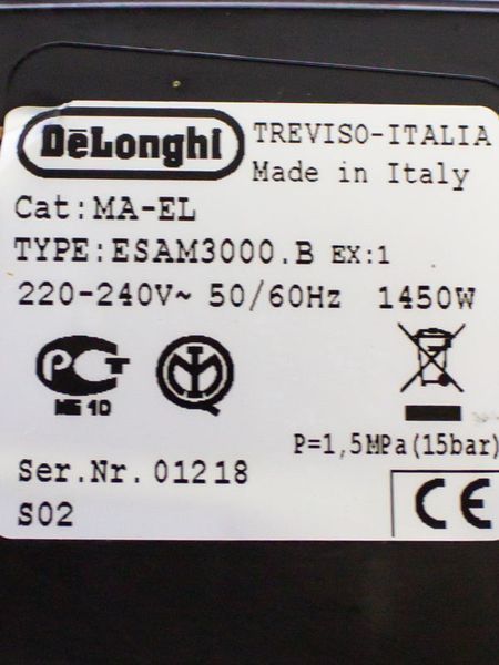 Кавомашина DeLonghi ESAM3000 B EX1 1450w sn 01218 000028885 фото